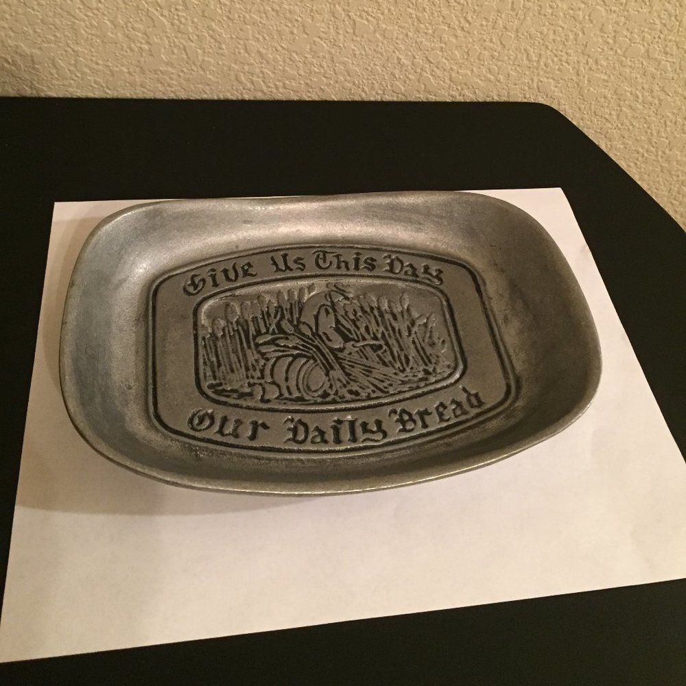 Pewter Bread Tray – “Give Us This Day Our Daily Bread”
